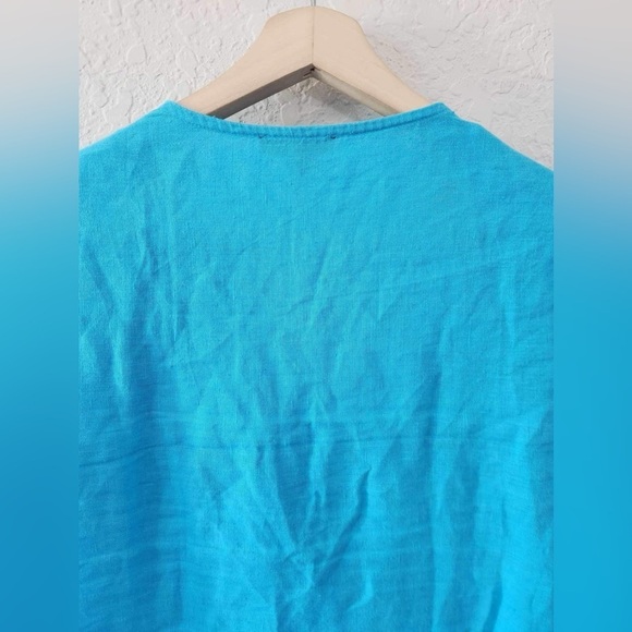 J Crew 100% Linen Tunic Blouse Top in Monaco Blue Size Small - Picture 7 of 9